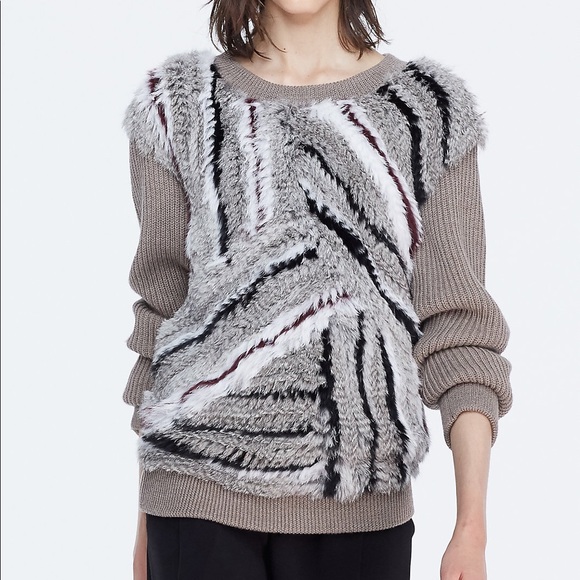 Diane Von Furtsenberg Jameson Merino Rabbit Fur Sweater - Picture 2 of 12